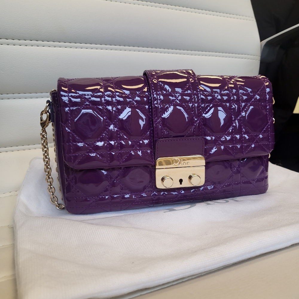 Christian Dior cannage patent new lock shoulder/cross body bag